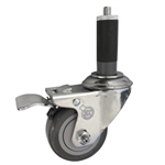 3" Expanding Stem Swivel Caster with Polyurethane Tread and total lock brake