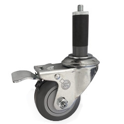 3" Expanding Stem Caster with Thermoplastic Rubber Tread and Total Lock Brake