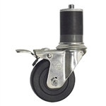 3-1/2" Expanding Stem Swivel Caster with Hard Rubber Wheel and Total Lock System