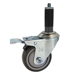 3-1/2" Expanding Stem Swivel Caster with Thermoplastic Rubber Tread and Total Lock Brake