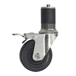 4" Expanding Stem Swivel Caster with Hard Rubber Wheel and Total Lock System