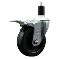 Service Caster #20 Series 1-1/2 inch expanding adapter stem swivel casters with a 4 inch polyolefin wheel and total lock.
