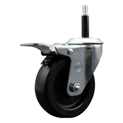 Service Caster #20 Series 3/4 inch expanding adapter stem swivel casters with a 4 inch polyolefin wheel and total lock.