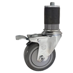 4" Expanding Stem Swivel Caster with Polyurethane Tread and total lock brake