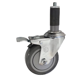 4" Expanding Stem Swivel Caster with Polyurethane Tread and total lock brake