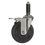 5" Expanding Stem Swivel Caster with Hard Rubber Wheel and Total Lock System