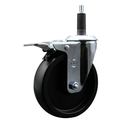 Service Caster #20 Series 1 inch expanding adapter stem swivel casters with a 5 inch polyolefin wheel and total lock.