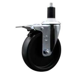 Service Caster #20 Series 1-1/2 inch expanding adapter stem swivel casters with a 5 inch polyolefin wheel and total lock.