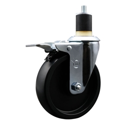 Service Caster #20 Series 1-7/8 inch expanding adapter stem swivel casters with a 5 inch polyolefin wheel and total lock.