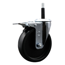 Service Caster #20 Series 3/4 inch expanding adapter stem swivel casters with a 5 inch polyolefin wheel and total lock.