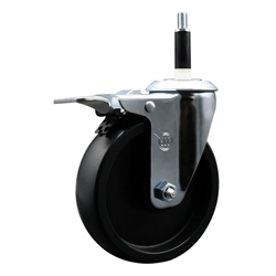 Service Caster #20 Series 7/8 inch expanding adapter stem swivel casters with a 5 inch polyolefin wheel and total lock.