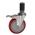 5" Expanding Stem Swivel Caster with Polyurethane Tread and total lock brake