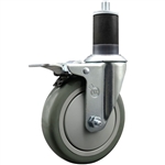 5" Expanding Stem Swivel Caster with Polyurethane Tread and total lock brake