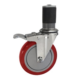 5" Expanding Stem Swivel Caster with Polyurethane Tread and total lock brake
