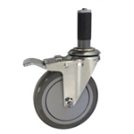 5" Expanding Stem Swivel Caster with Polyurethane Tread and total lock brake