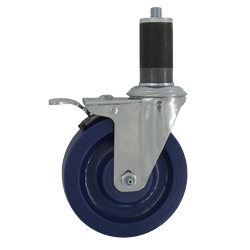 5" Expanding Stem Swivel Caster with Solid Polyurethane Wheel and Total Lock Brake System