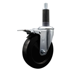 1 inch expanding adapter stem swivel casters with 5 inch soft rubber wheel and total lock brake