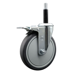 3/4 inch expanding adapter stem swivel casters with a 6 inch thermoplastic rubber tread wheel and total lock