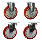 5" caster set with polyurethane wheels