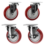 5" caster set with polyurethane wheels