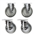 5 inch  caster set with 2 rigid casters, 2 swivel casters with brakes, and gray polyurethane wheels