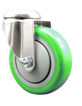 Service Caster #20 Series stainless steel swivel caster with 4 inch Green polyurethane wheel. These casters are ideal for commercial kitchens, food processing, carts, equipment, and DIY project requiring regular wash down or in wet areas. 