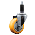 Service Caster 1-1/8 inch expanding stem 316 stainless steel swivel caster with a 3-1/2 inch yellow polyurethane wheel. Featuring stainless steel components, these casters are ideal for any equipment with round or square tube legs.