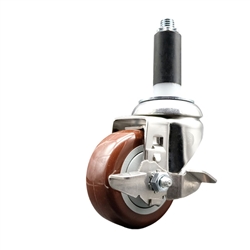 Service Caster swivel caster with a 3-1/2 inch Maroon polyurethane wheel. These casters are ideal for work tables, shop projects, and any equipment with round or square tube legs.