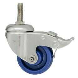 3" Grade 316 Stainless Steel Swivel Caster with Solid Polyurethane Tread and Total Lock Brake