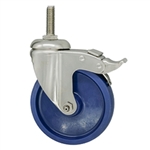 5" Grade 316 Stainless Steel Swivel Caster with Solid Polyurethane Tread and Total Lock Brake