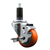 Service Caster 1-1/4 inch expanding stem  stainless steel swivel caster with a 3 inch orange polyurethane wheel and a brake. Featuring stainless steel components, these casters are ideal for any equipment with round or square tube legs.