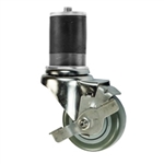 3" Expanding Stem Stainless Steel Swivel Caster with Polyurethane Tread and top lock brake