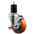 Service Caster 1-3/4 inch expanding stem  stainless steel swivel caster with a 3-1/2 inch orange polyurethane wheel and a brake. Featuring stainless steel components, these casters are ideal for any equipment with round or square tube legs.