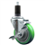 Service Caster 1-1/4 inch expanding stem  stainless steel swivel caster with a 4 inch green polyurethane wheel and a brake. Featuring stainless steel components, these casters are ideal for any equipment with round or square tube legs.