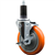 Service Caster 1-1/4 inch expanding stem  stainless steel swivel caster with a 5 inch orange polyurethane wheel and a brake. Featuring stainless steel components, these casters are ideal for any equipment with round or square tube legs.