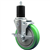 Service Caster 1-3/4 inch expanding stem  stainless steel swivel caster with a 5 inch green polyurethane wheel and a brake. Featuring stainless steel components, these casters are ideal for any equipment with round or square tube legs.