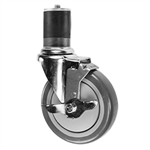 5" Expanding Stem Stainless Steel Swivel Caster with Polyurethane Tread and top lock brake