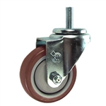 3-1/2" Stainless Swivel Caster with Maroon Polyurethane Tread