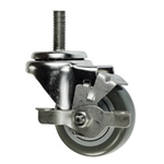 10mm Stainless Steel Threaded Stem Swivel Caster with a Polyurethane Tread Wheel