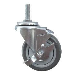 12mm Stainless Steel Threaded Stem Swivel Caster with a Polyurethane Tread Wheel