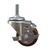 12mm Stainless Steel Threaded Stem Swivel Caster with a Maroon Polyurethane Tread Wheel