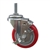 4" Stainless Steel Threaded Stem Swivel Caster with Red Polyurethane Tread Wheel and Brake