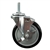 5" Stainless Steel Threaded Stem Swivel Caster with Black Polyurethane Tread Wheel and Brake