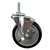 5" Metric Stem Stainless Steel Swivel Caster with Black Polyurethane Tread and Brake