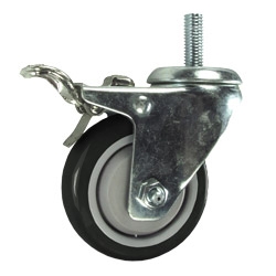 3" Stainless Steel Swivel Caster with Black Polyurethane Tread and Total Lock Brake