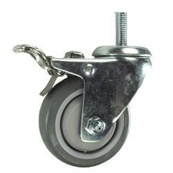 3" metric threaded stem Swivel Caster with Polyurethane Tread and Total Lock Brake