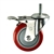 4" Stainless Steel Swivel Caster with Red Polyurethane Tread and Total Lock Brake