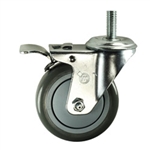 4" Threaded Stem Swivel Caster with Polyurethane Tread and Total Lock Brake