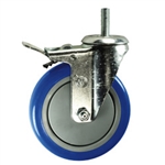 5" Stainless Steel Swivel Caster with Blue Polyurethane Tread and Total Lock Brake
