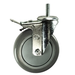 5" Stainless Steel Swivel Caster with Polyurethane Tread and Total Lock Brake